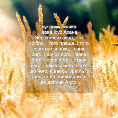 Picture 04 - Ісус Навин 7:24 UKR - І взяв Ісус Ахана, - Bible Verse Picture