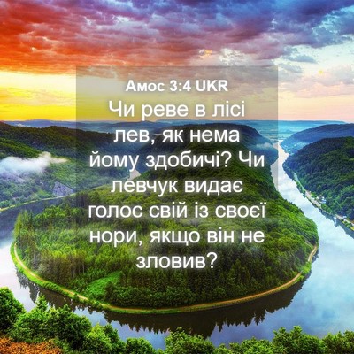 Picture 04 - Амос 3:4 UKR - Чи реве в лісі лев, як нема - Bible Verse Picture