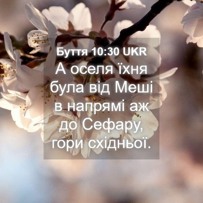 Picture 04 - Буття 10:30 UKR - А оселя їхня була від Меші - Bible Verse Picture