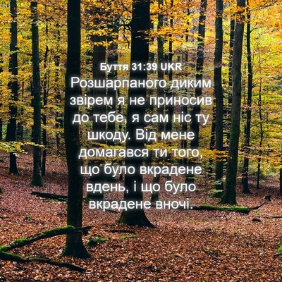 Picture 04 - Буття 31:39 UKR - Розшарпаного диким звірем - Bible Verse Picture
