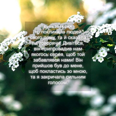 Picture 04 - Буття 39:14 UKR - то покликала людей свого - Bible Verse Picture