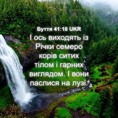 Picture 04 - Буття 41:18 UKR - І ось виходять із Річки - Bible Verse Picture