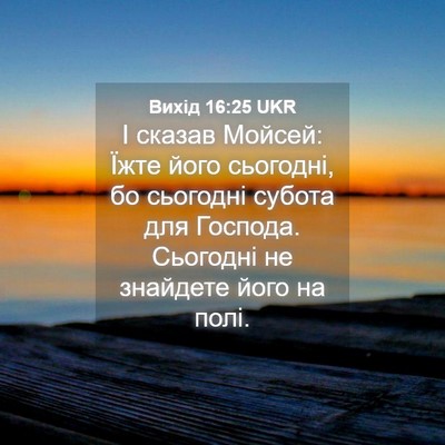 Picture 04 - Вихід 16:25 UKR - І сказав Мойсей: Їжте його - Bible Verse Picture