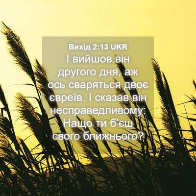 Picture 04 - Вихід 2:13 UKR - І вийшов він другого дня, - Bible Verse Picture