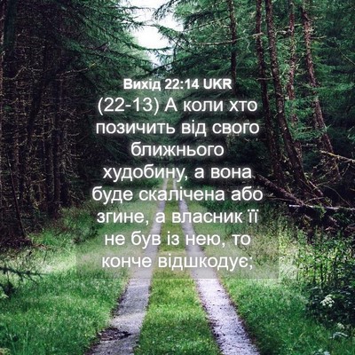 Picture 04 - Вихід 22:14 UKR - (22-13) А коли хто позичить - Bible Verse Picture