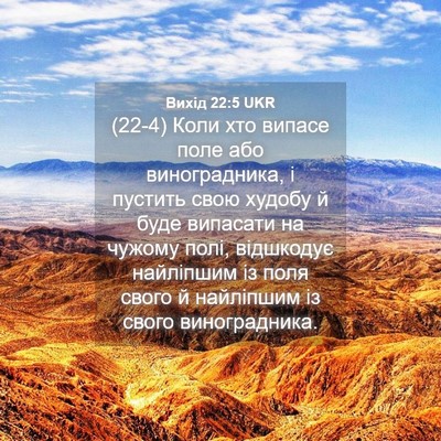 Picture 04 - Вихід 22:5 UKR - (22-4) Коли хто випасе поле - Bible Verse Picture