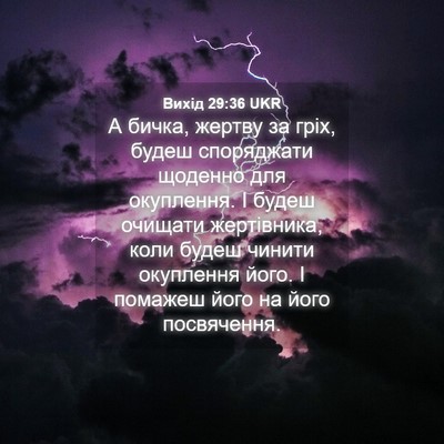 Picture 04 - Вихід 29:36 UKR - А бичка, жертву за гріх, - Bible Verse Picture