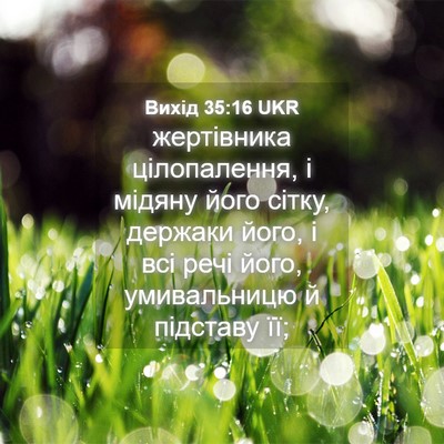 Picture 04 - Вихід 35:16 UKR - жертівника цілопалення, і - Bible Verse Picture