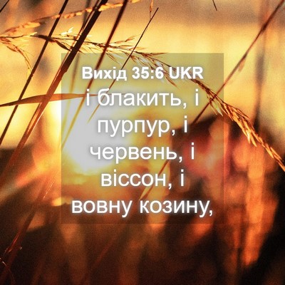 Picture 04 - Вихід 35:6 UKR - і блакить, і пурпур, і - Bible Verse Picture