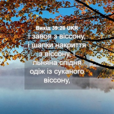 Picture 04 - Вихід 39:28 UKR - і завоя з віссону, і шапки - Bible Verse Picture