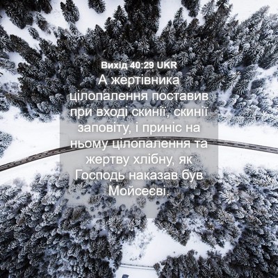 Picture 04 - Вихід 40:29 UKR - А жертівника цілопалення - Bible Verse Picture