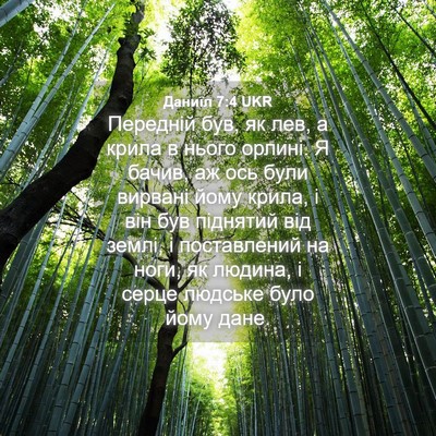 Picture 04 - Даниїл 7:4 UKR - Передній був, як лев, а - Bible Verse Picture