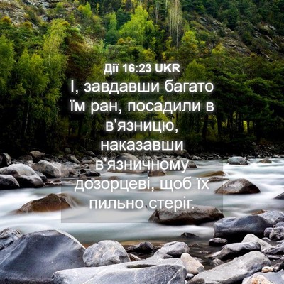 Picture 04 - Дії 16:23 UKR - І, завдавши багато їм ран, - Bible Verse Picture