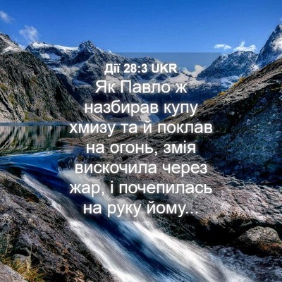 Picture 04 - Дії 28:3 UKR - Як Павло ж назбирав купу - Bible Verse Picture