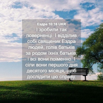 Picture 04 - Ездра 10:16 UKR - І зробили так поверненці. І - Bible Verse Picture