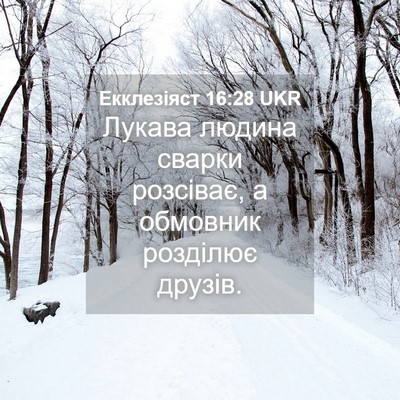 Picture 04 - Екклезіяст 16:28 UKR - Лукава людина сварки - Bible Verse Picture