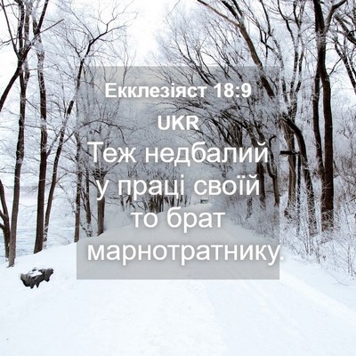 Picture 04 - Екклезіяст 18:9 UKR - Теж недбалий у праці своїй - Bible Verse Picture