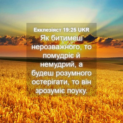 Picture 04 - Екклезіяст 19:25 UKR - Як битимеш нерозважного, - Bible Verse Picture