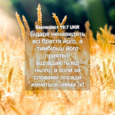 Picture 04 - Екклезіяст 19:7 UKR - Бідаря ненавидять всі - Bible Verse Picture