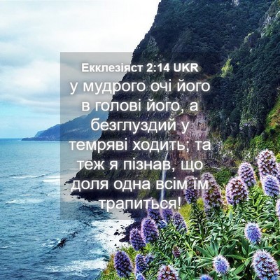 Picture 04 - Екклезіяст 2:14 UKR - у мудрого очі його в голові - Bible Verse Picture