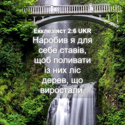 Picture 04 - Екклезіяст 2:6 UKR - Наробив я для себе ставів, - Bible Verse Picture