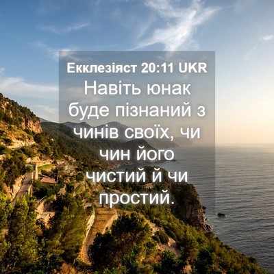 Picture 04 - Екклезіяст 20:11 UKR - Навіть юнак буде пізнаний - Bible Verse Picture