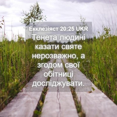 Picture 04 - Екклезіяст 20:25 UKR - Тенета людині казати святе - Bible Verse Picture