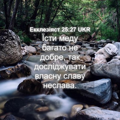 Picture 04 - Екклезіяст 25:27 UKR - Їсти меду багато не добре, - Bible Verse Picture