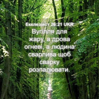 Picture 04 - Екклезіяст 26:21 UKR - Вугілля для жару, а дрова - Bible Verse Picture