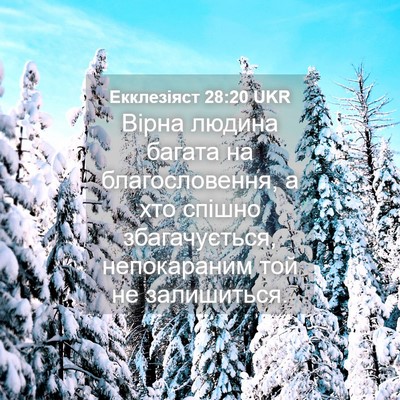 Picture 04 - Екклезіяст 28:20 UKR - Вірна людина багата на - Bible Verse Picture