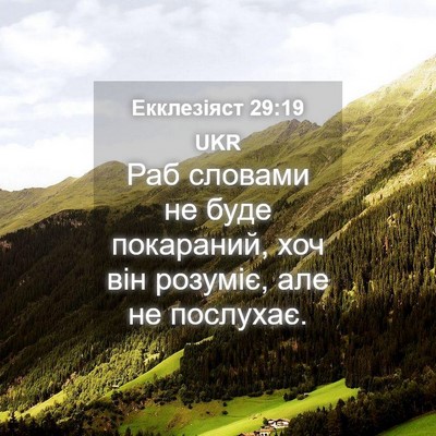 Picture 04 - Екклезіяст 29:19 UKR - Раб словами не буде - Bible Verse Picture