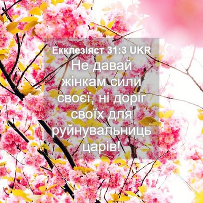 Picture 04 - Екклезіяст 31:3 UKR - Не давай жінкам сили своєї, - Bible Verse Picture