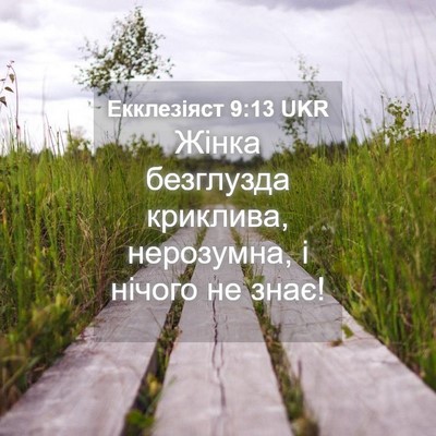 Picture 04 - Екклезіяст 9:13 UKR - Жінка безглузда криклива, - Bible Verse Picture