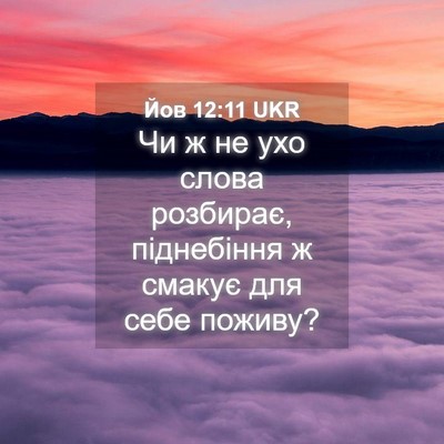 Picture 04 - Йов 12:11 UKR - Чи ж не ухо слова розбирає, - Bible Verse Picture
