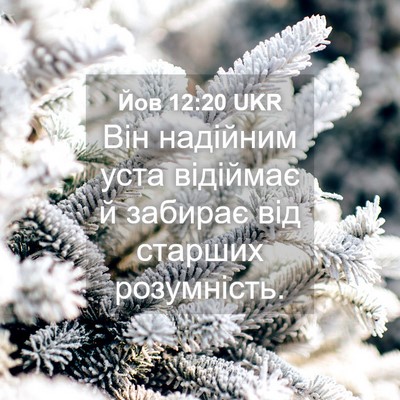 Picture 04 - Йов 12:20 UKR - Він надійним уста відіймає - Bible Verse Picture
