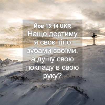 Picture 04 - Йов 13:14 UKR - Нащо дертиму я своє тіло - Bible Verse Picture
