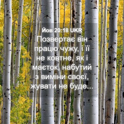 Picture 04 - Йов 20:18 UKR - Позвертає він працю чужу, і - Bible Verse Picture