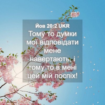 Picture 04 - Йов 20:2 UKR - Тому то думки мої - Bible Verse Picture