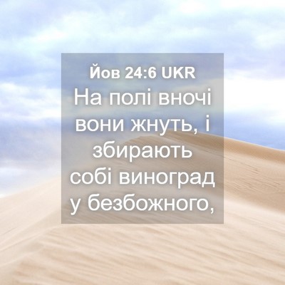 Picture 04 - Йов 24:6 UKR - На полі вночі вони жнуть, і - Bible Verse Picture