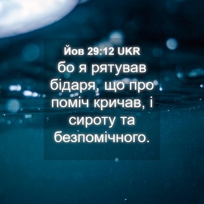 Picture 04 - Йов 29:12 UKR - бо я рятував бідаря, що про - Bible Verse Picture