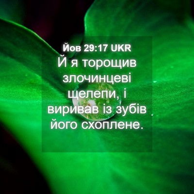 Picture 04 - Йов 29:17 UKR - Й я торощив злочинцеві - Bible Verse Picture