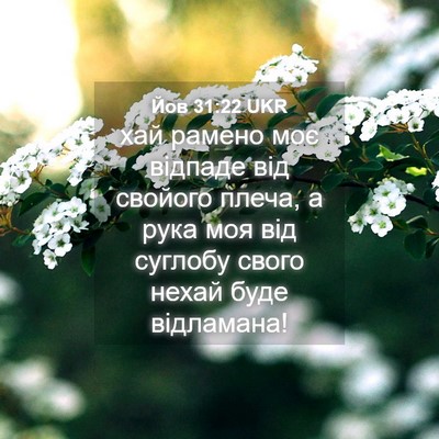Picture 04 - Йов 31:22 UKR - хай рамено моє відпаде від - Bible Verse Picture