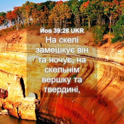 Picture 04 - Йов 39:28 UKR - На скелі замешкує він та - Bible Verse Picture