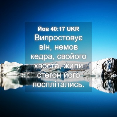 Picture 04 - Йов 40:17 UKR - Випростовує він, немов - Bible Verse Picture