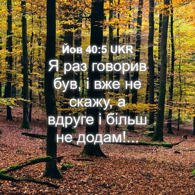 Picture 04 - Йов 40:5 UKR - Я раз говорив був, і вже не - Bible Verse Picture