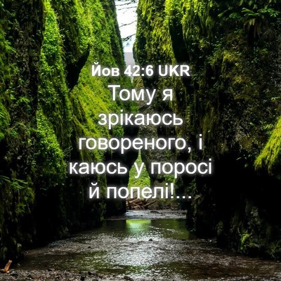 Picture 04 - Йов 42:6 UKR - Тому я зрікаюсь - Bible Verse Picture