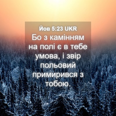 Picture 04 - Йов 5:23 UKR - Бо з камінням на полі є в - Bible Verse Picture