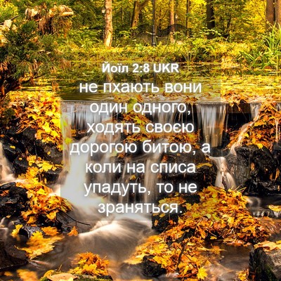Picture 04 - Йоїл 2:8 UKR - не пхають вони один одного, - Bible Verse Picture