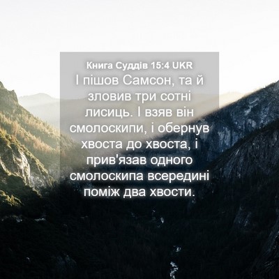 Picture 04 - Книга Суддів 15:4 UKR - І пішов Самсон, та й зловив - Bible Verse Picture