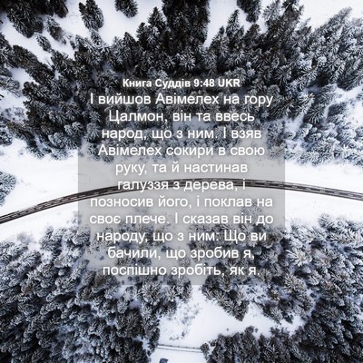 Picture 04 - Книга Суддів 9:48 UKR - І вийшов Авімелех на гору - Bible Verse Picture
